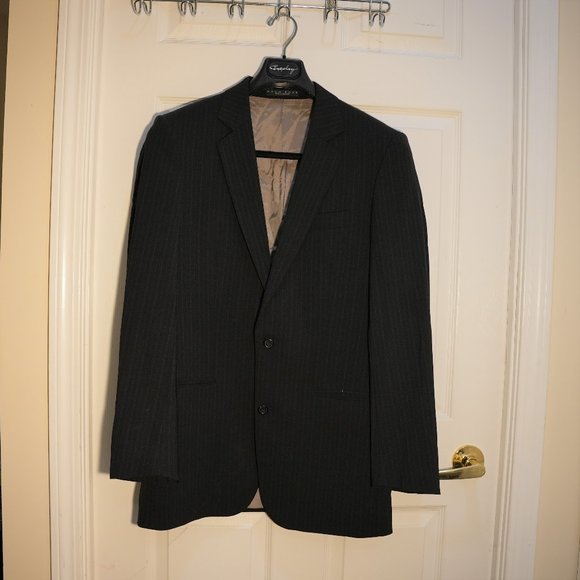 Hugo Boss Men's Single Breasted 3 Button Pinstripe Blazer Jacket Size XL Black - Picture 2 of 8